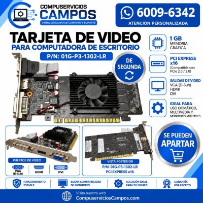 🔥 TARJETA DE VIDEO EVGA 8400 GS – 1GB DDR3 🔥